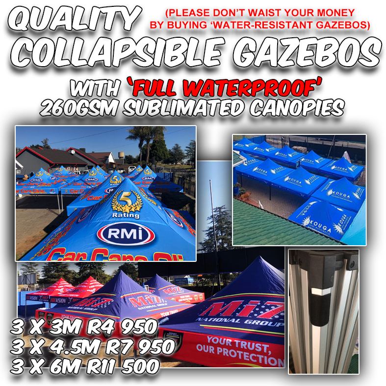 Quality branded gazebos made to order We are the largest branded gazebo factory in South Africa and supply direct